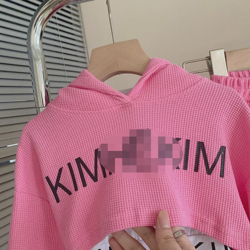 2024 Meisjes Koreaanse Letter Hoodie & Sweatpants Set - Lente/Herfst Trendy Tweedelig voor Kinderen