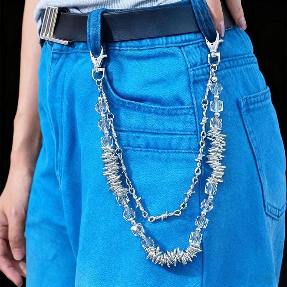 Punk Trousers Chain Hip Hop Jeans Keyring Keychain Fashion Multi-layer Key Chains  For Women Man