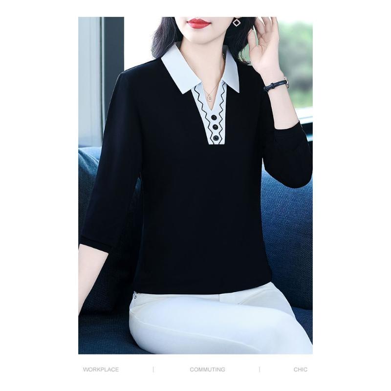 

Модная Универсальная Спортивная Футболка-поло с Лацканами и Длинными Рукавами, Пуловер с Пуговицами L чёрный