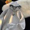 Oversize Fleece Hooded Sweatshirt Men Loose Casual Pullover American Style