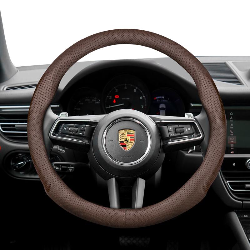 Para Cubierta de Volante Porsche Ultra - Fina Piel de Microfibra Transpirable Cayenne Macan Panamera Taycan 718 911