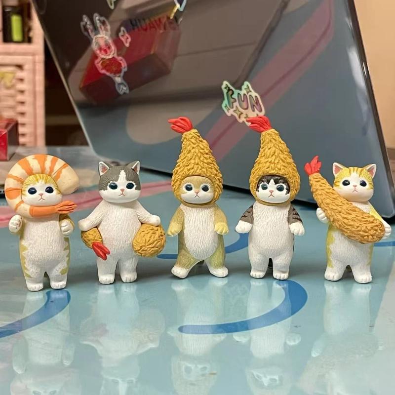 Mufosand Fried Shark Cat Keychain Backpack Pendant Collectible Pvc Action Figurine Trendy Toys Holiday Present Girls