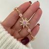 Trendy Y2K Fairy Pink Crystal Zircon Sakura Flowers Bracelet for Women Sweet Cherry Blossom Moon Bow Knot Jewelry Gifts