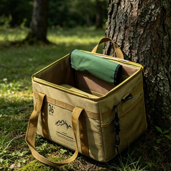 Outdoor-Aufbewahrungstasche mit Tischplatte, wasserdicht, große Kapazität, Reißverschluss, taktische Campingausrüstung, Werkzeug-Organizer-Beutel mit Griff