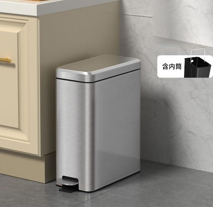 Mülleimer mit Deckel für Füße, Haushalt, Wohnzimmer, Küche, Fußbetätigung, Toilette, Luxus, Genäht, Edelstahl, Großes Fassungsvermögen