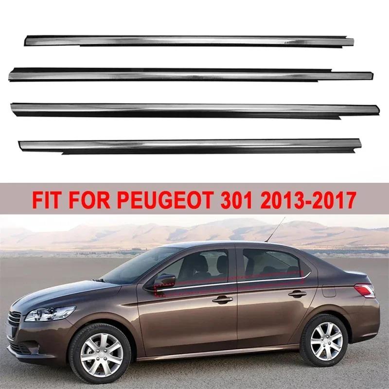 4 Pezzi Guarnizione in Gomma per Vetro Finestrino Esterno per peugeot 301 2013-2017 2014 2015 Striscia di Pressione Striscia di Tenuta Impermeabile Nero o Cromato