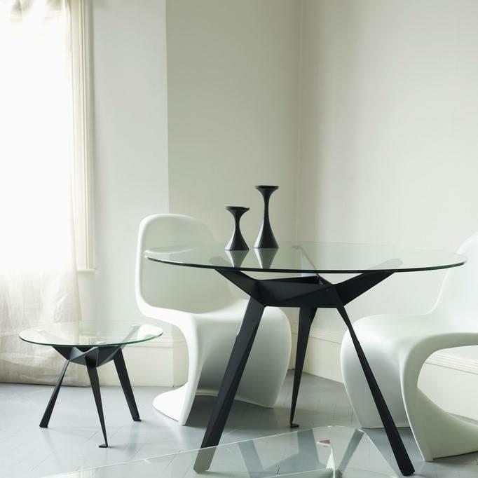 Troy Table Glass Tabletop Round 90 Cm Transparent/Black