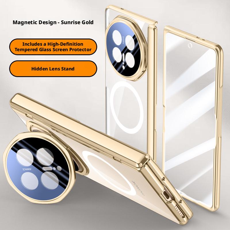 

Magnetic Transparent Privacy Screen Tempered Glass Protector Case For Honor Magic V6 Spring Hinged Holder Back Cover