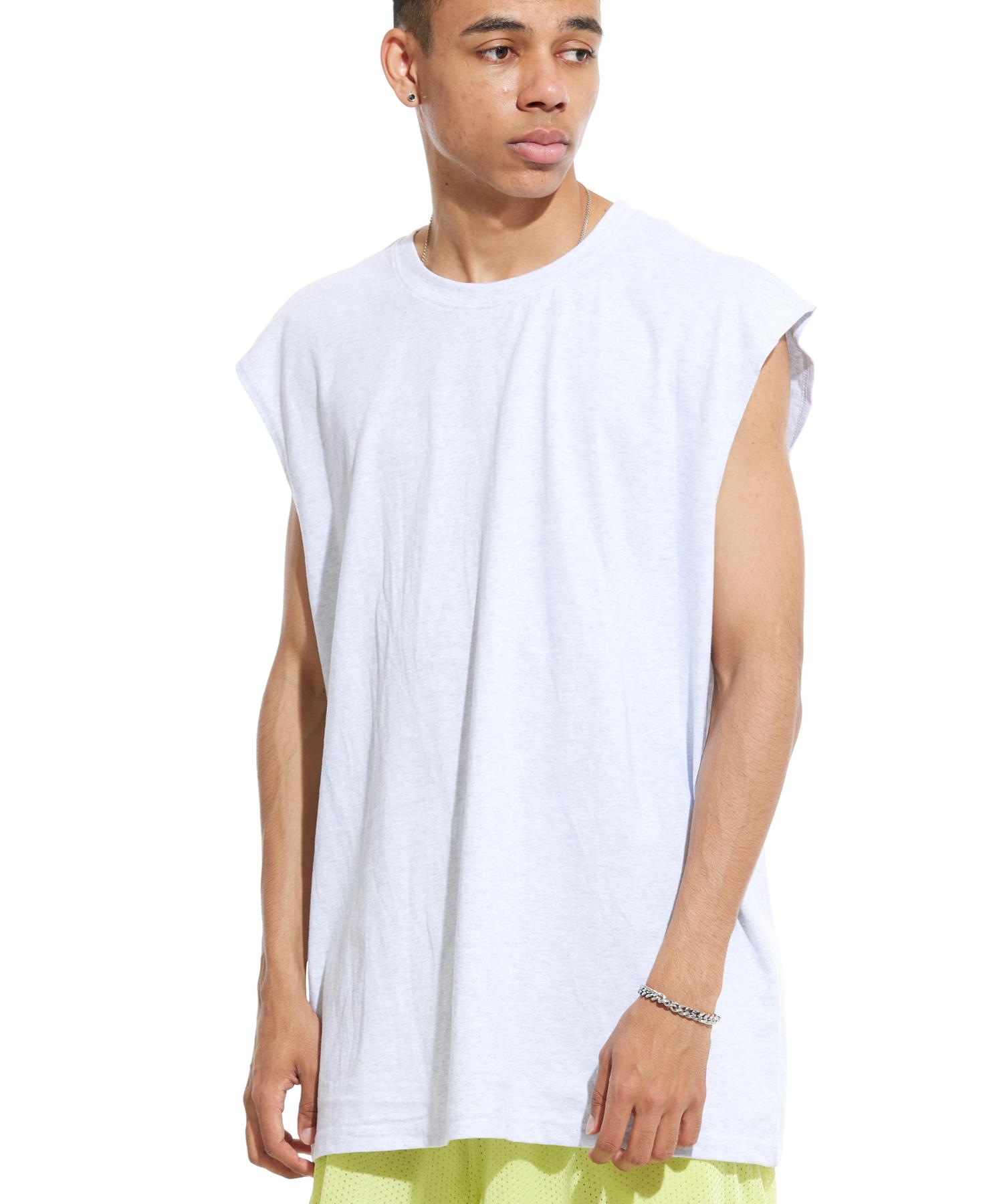 Cream Soda Lab Basic Oversized Sleeveless Light Gray L