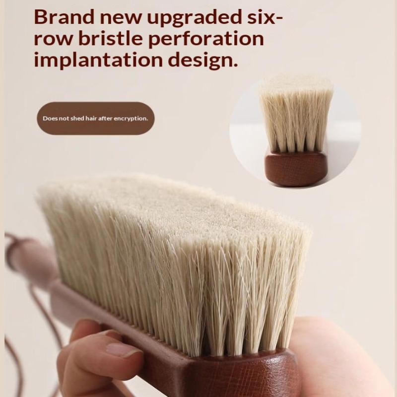 1Pcs Reusable Natural Fiber Bristles Soft Dust Brush With Wooden Handle For Cleaning Beds Sofas Furniture And Coats