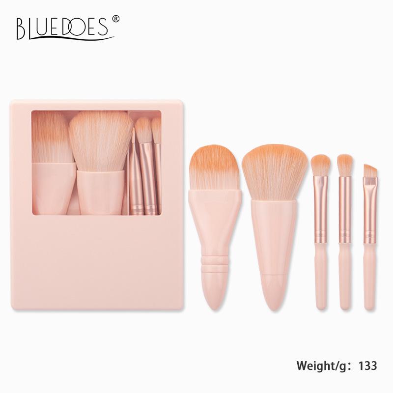 Portable Makeup Brush Set with Mirror: Soft Bristle Powder & Eyeshadow Brushes in Storage Box
