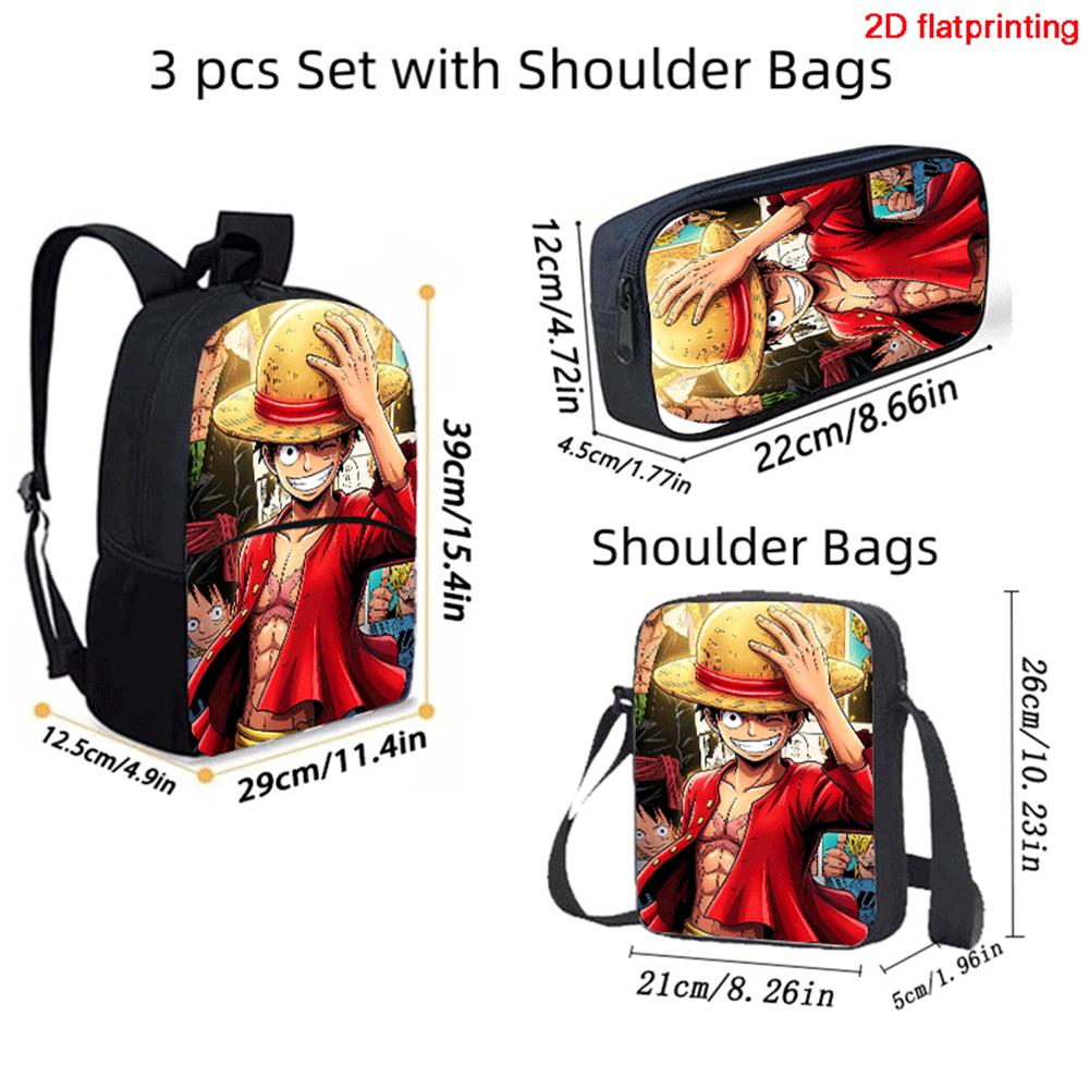 One Piece 3 In 1 Lightweight Adjustable Front Pocket School Backpack Set With Crossbody Bag Pencil Case For Boys Girls Ages 6-10