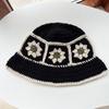 Flower Crochet Bucket Hat Women's Autumn and Winter Warm Wool Handmade Hat Foreign Style Versatile Age-reducing Basin Hat Ethnic Trend