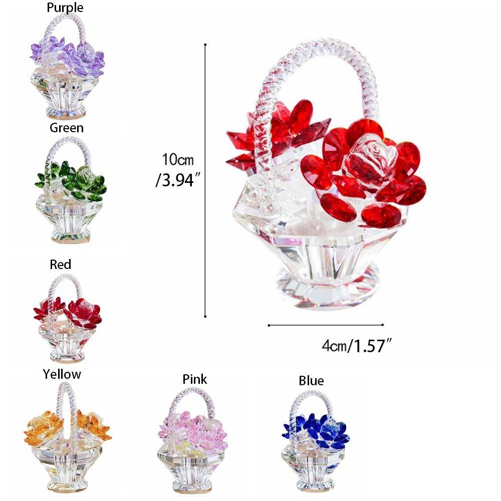 Krystallkunst Krystall Blomsterkurv Figurer Små Bilpynt TV-hylle