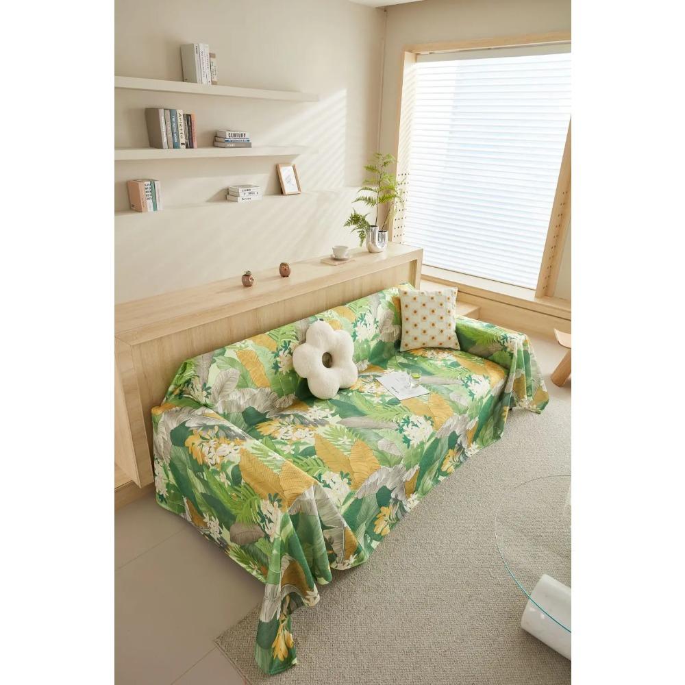 Ice Silk Flower Sofa Cover Blanket Non-slip Sofa Towel Living Room Furniture Decor Tapestry Couch Cover Universal Sofa Towel