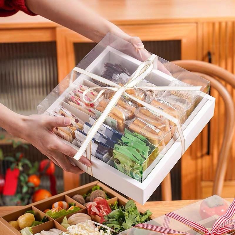 Nine-Square Grid Takeout Hot Pot Packaging Box Retro Kraft Paper Baking Dessert Cake Picnic Box