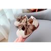 Spring/Autumn Girls' Leather Shoes with Bow, Square-Toe Soft-Sole Walking Flats for 1-Year-Old Babies, Breathable Anti-Slip Infant Shoes.