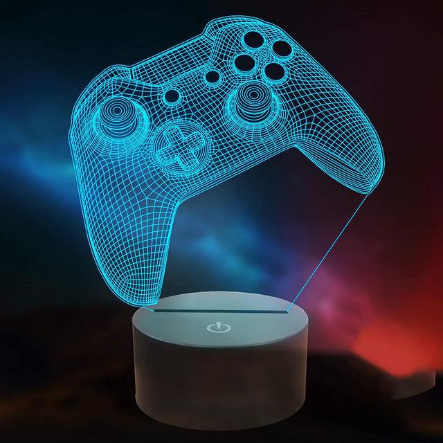 Creative 3D Game Controller Desk Lamp: 7-Color LED Decorative Night Light for Xbox