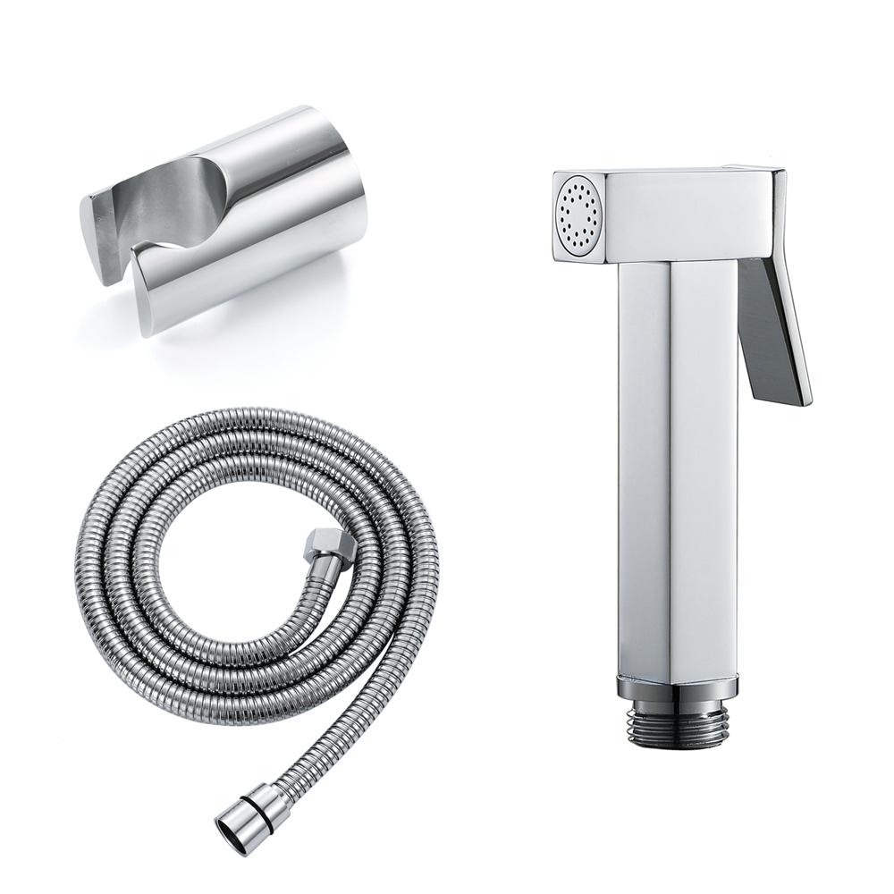 HIDEEP Modern Bathroom Accessories Set Chrome/Black/Brushed Gold Bidet Sprayer 1.2m Shower Hose Toilet Washing Faucet Made Brass (as the picture,brass,other)