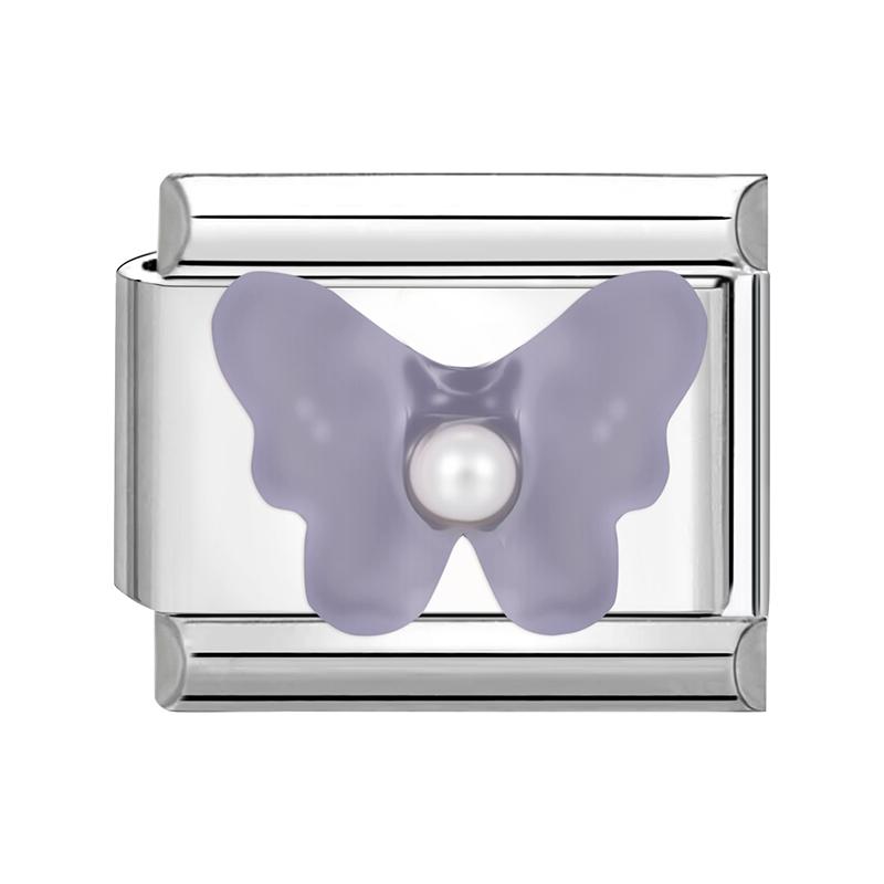 Sweet Cute Bow Knot Butterfly Pink Blue Heart Italian Charm Links Fit 9mm Stainless Steel Bracelet Women DIY Making Zircon Gift