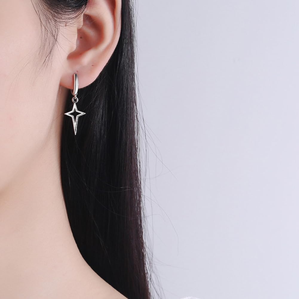 Rockyu Earrings for Women and Dangling Star Set for Both Stainless Steel Fashion Accessories Men, Hoop, Earrings, Stylish, Star, Earrings, Stylish,