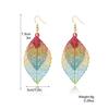 Earrings Leaf Earrings Gold Simple Double Layer Hollowed Out Leaf Earrings Vintage Double Layer Teardrop Straw Large Circle Women's Earrings