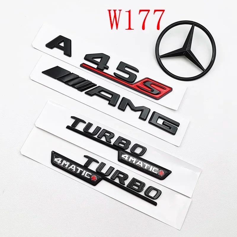 2026 Hot Black A45S Logo Turbo 4MATIC Car Rear Star Sticker Trunk AMG Emblem for Mercedes Benz a 45S AMG W177 1pcs Auto Accessories