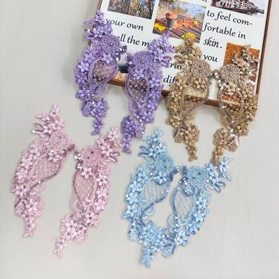 Flower Embroidery Embroidery Decals Crystal Beads Sewing Decals Clothing Decoration