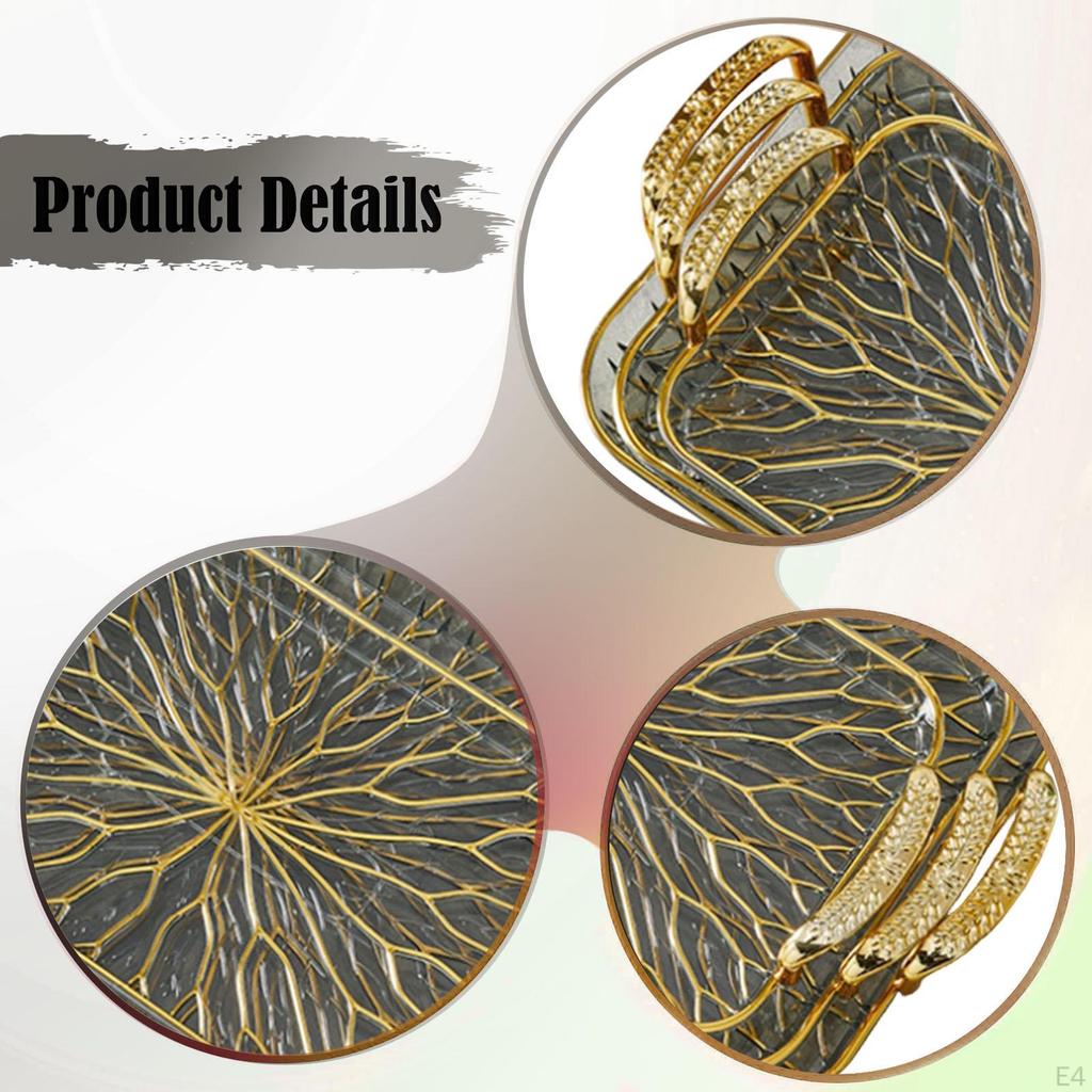 3 Pieces Serving Tray with Handle Coffee Tea Jewelry Storage for Entertaining Living