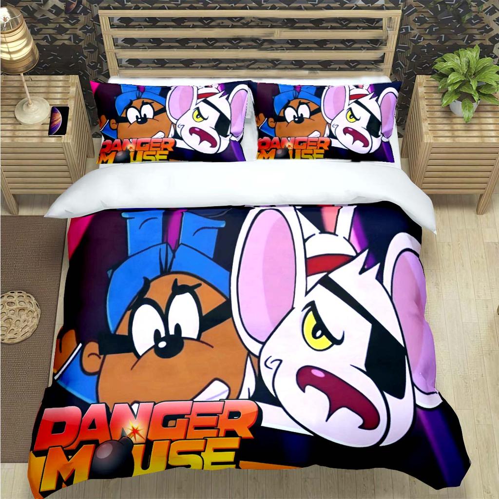 Popular Cartoon D-Danger Mouse Print Bedding Sets Bed Supplie Set  Comforter Set  Teens Girls Twin Single Kid Gift