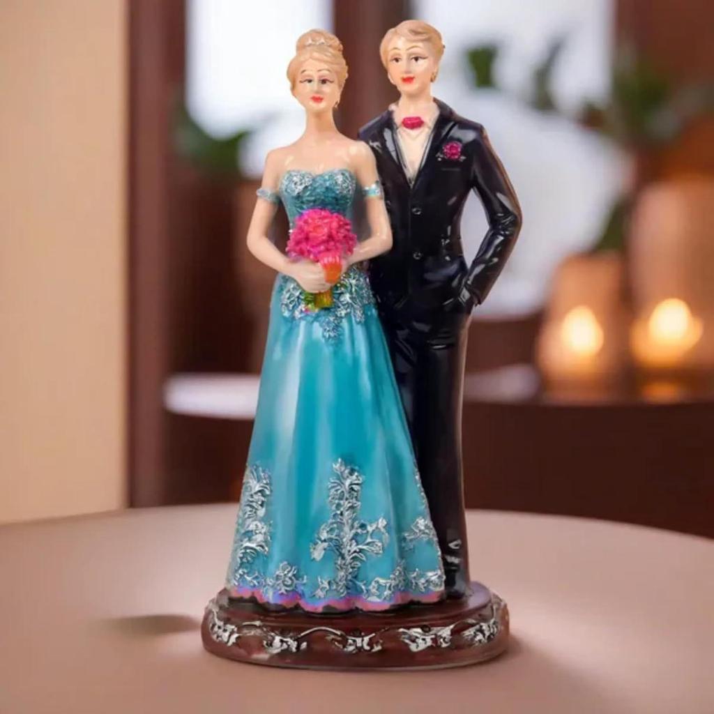 Svatební pár s květinovou sochou idol pro domácí dekoraci, dárek k výročí a svatbě