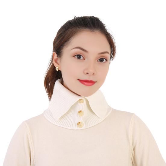 

Фальшивый воротник шарф зимний шарф ветрозащитный однотонный мягкий бархатный утолщенный цветные пуговицы застежка вязаный воротник белый