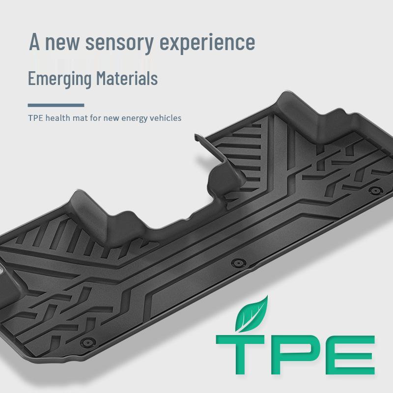 Maßgeschneiderte TPE-Boden- und Kofferraummatten für BYD Tang L 25, einschließlich Rückenlehnenmatten.