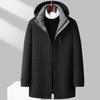 Winter medium and long men's down jacket business casual thermal coat hooded middle-aged and elderly dad jacket