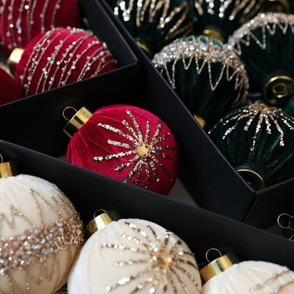 12pcs/set Velvet Christmas Ball Ornaments 8CM Xmas Window Decor Christmas Spheres Christmas Party