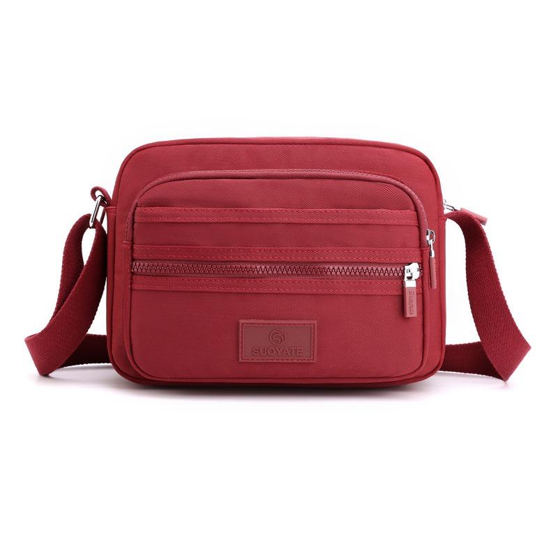 Five-layer Zipper Cash Bag Shoulder Bag Women's Messenger Bag Nylon Cloth Women's Bag Business Cashier Bag Small Square Bag Retro