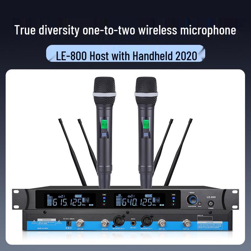

UHF True Diversity Wireless Mic System - 1 Transmitter, 2 Receivers, Anti-Interference for KTV, Concerts, Radio & TV.