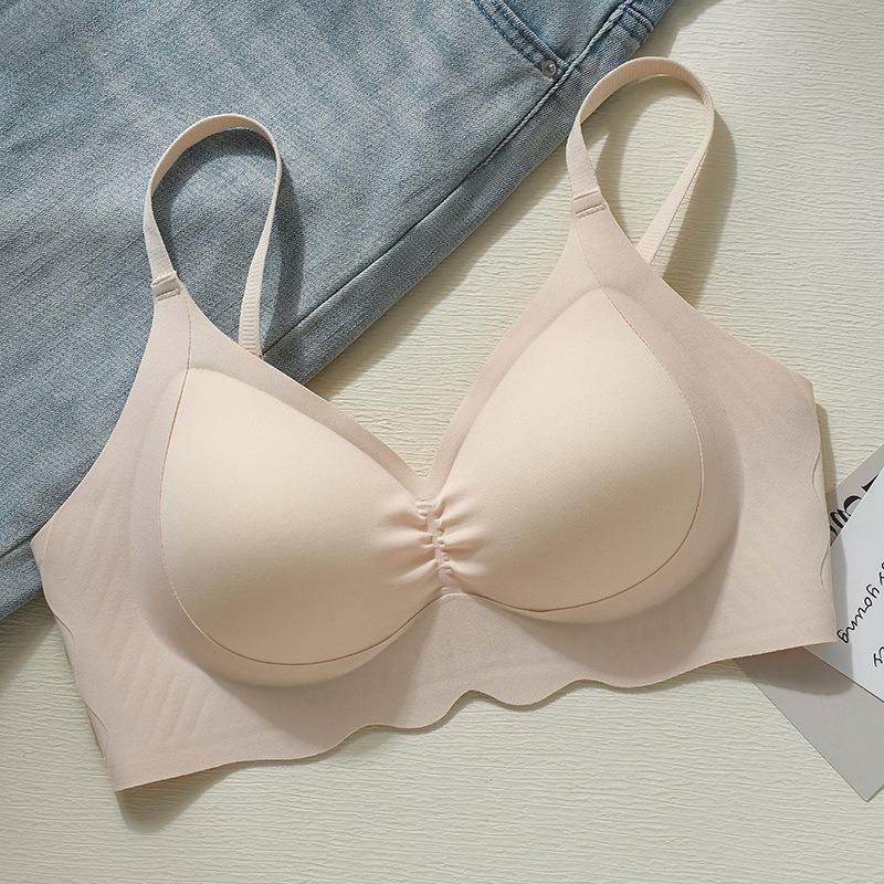 Jelly soft support seamless underwear women's summer thin small breasts gather sexy close breast anti-sagging women's bra