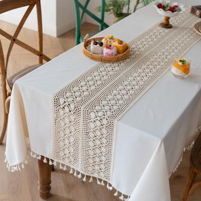 Rural Dining Table Cloth Solid Color Lace Splicing Simple Coffee Table Piano Square Table Cover Cloth