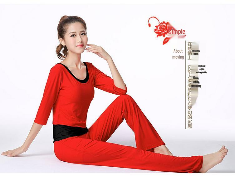 Modal Mid-Sleeve Yoga Suit: Women's 3-Piece Set for Dance & Practice, Comfortable Loose Fit
