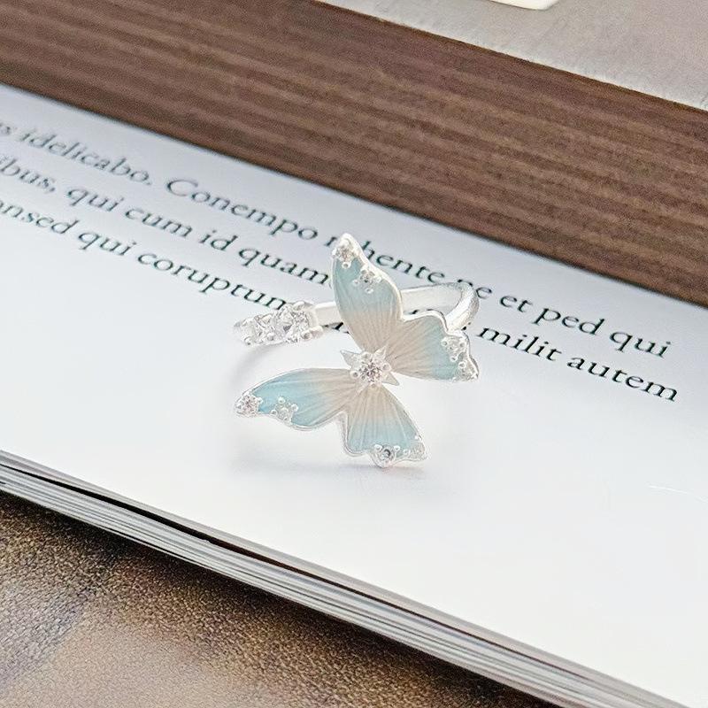 Zircon Enamel Butterfly Open Ring: Luxurious, Versatile, and Stylish for Women