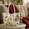 Bee Flower Pattern Tote Bag Casual Fashion Handbag for Daily Shopping Travel Use