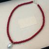 Pearl Drop Pendant Neckchain Glass Bead Choker Adjustable Chain Necklace Bohemian Jewelry Ornament for Women Girl