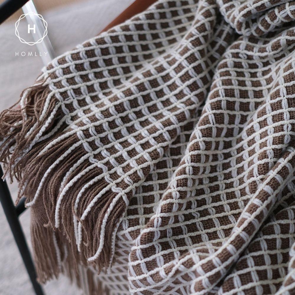 HOMLLY Chekii Gestrickte Weiche Gewebte Decke Überwurf mit Quasten für Sofa Stuhl Bett