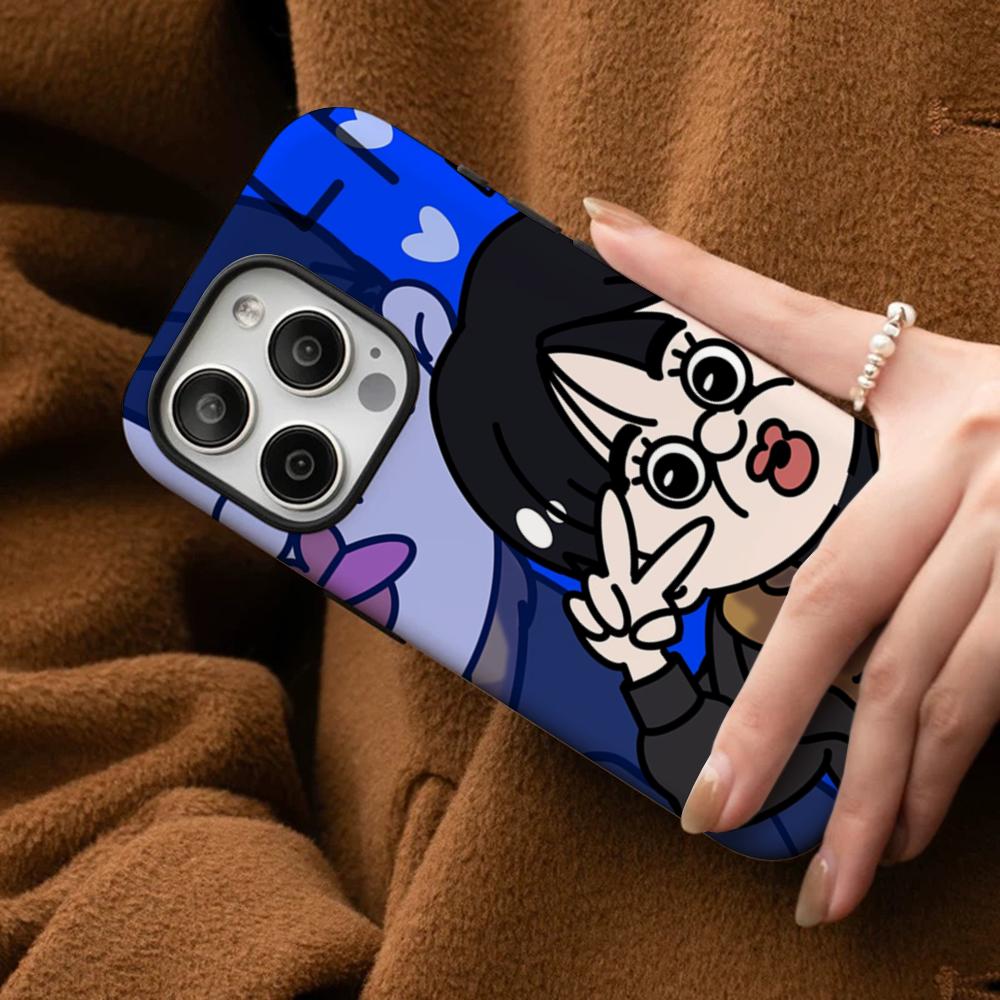 Cartoon Cute Bbang Bbang Phone Case For IPhone 16 15 14 13 12 11 Pro Max Plus Samsung S24 S23 Ultra Glossy HD Hard PC Cover