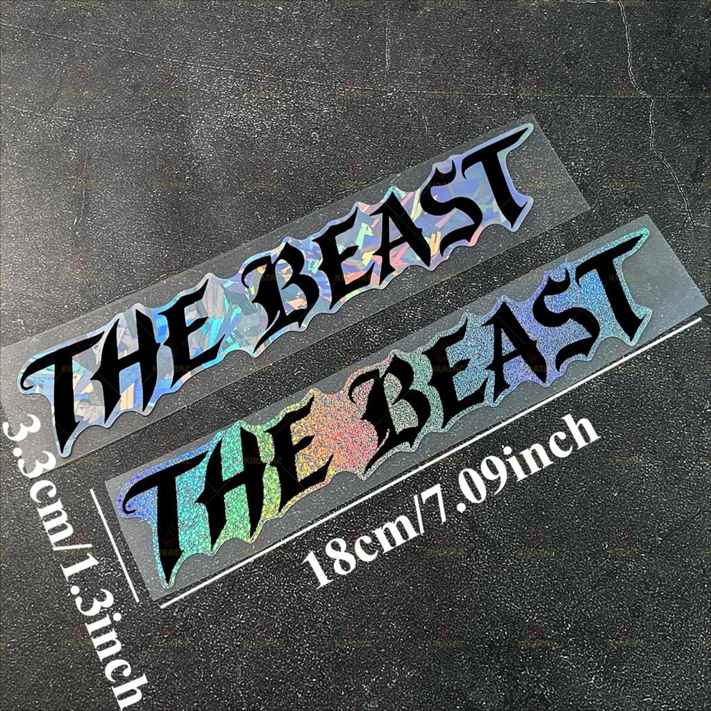 2pcs THE BEAST Motorcycle Stickers Waterproof for Motorcycle Helmet Fairing Fuel Tank Car Window Scooters Universal Vinyl Decals