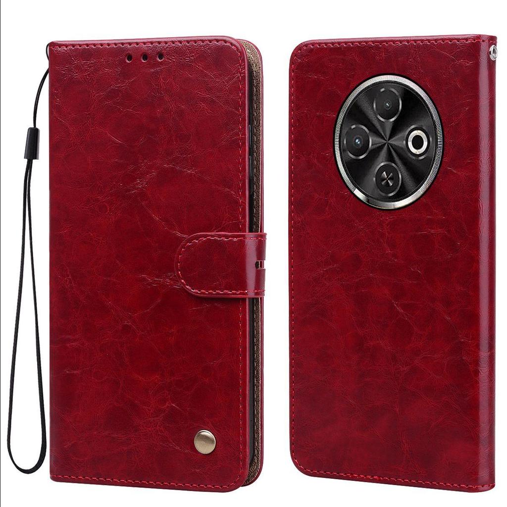 Vintage Crazy Horse Texture PU Leather Flip Wallet Phone Case for TECNO SPARK 30C 4G Card Holder Kickstand Shockproof Protective Cover