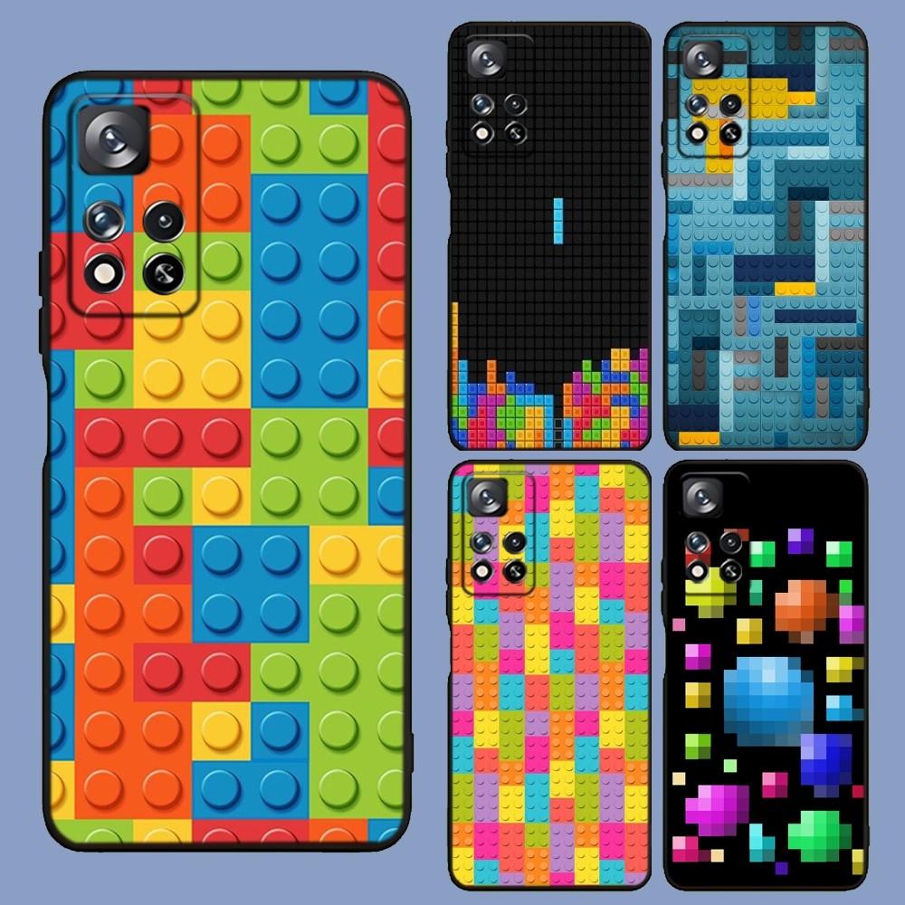 L-Lego Bricks Background Phone Case For Samsung Galaxy A13,A21s,A22,A31,A32,A52,A53,A71,A80,A91 Soft Black Cover