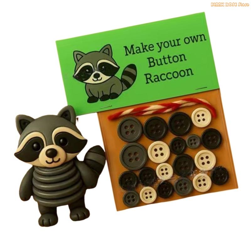 K1AE Unique Plastic Button Craft Project Animal Ornament Set With Easy Instructions