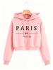 Y2k Paris France Letter Print Autumn Winter Cropped Sweatshirt Crop Top Hoodie Sweatshirts Gothic Casual Grunge Clothing